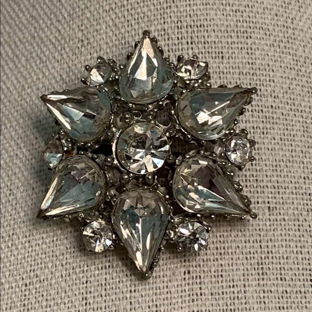 Elegant Silver Crystal Brooch